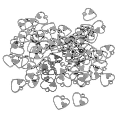 Stainless Steel Heart Pendants, 304 Stainless Steel, silver color plated, DIY, silver color 