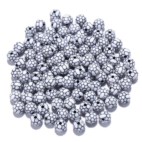 Printing Acrylic Beads, Football, DIY, white Approx 2mm 