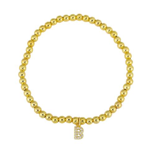 Cubic Zirconia Micro Pave Brass Bracelet, plated & micro pave cubic zirconia & for woman, gold Approx 18 cm 