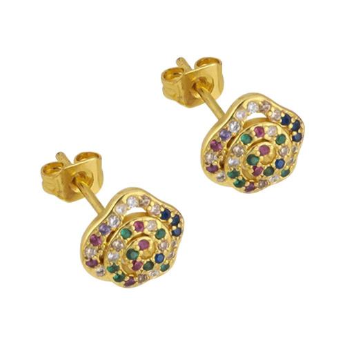 Cubic Zirconia Micro Pave Brass Earring, plated & micro pave cubic zirconia & for woman, gold 