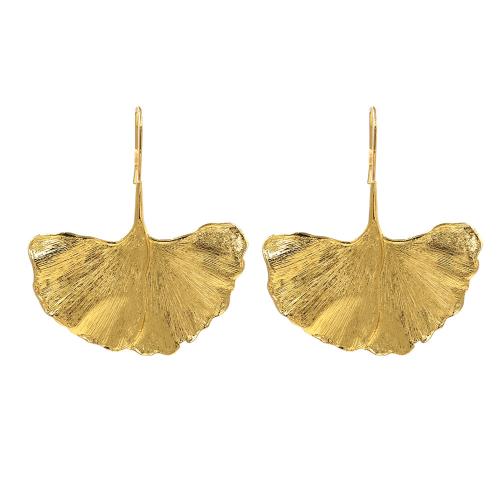 Boucle d'oreille goutte Zinc Alloy, alliage de zinc, Ginkgo Feuille, Placage, pour femme, Or, Vendu par paire