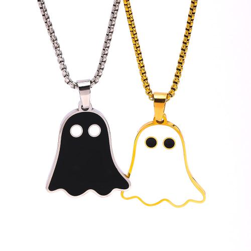 Halloween Necklace, 304 Stainless Steel, Ghost, plated, Unisex & enamel Approx 60 cm [