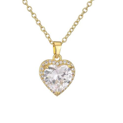 Cubic Zirconia Micro Pave Brass Pendant, Heart, plated, DIY & micro pave cubic zirconia 