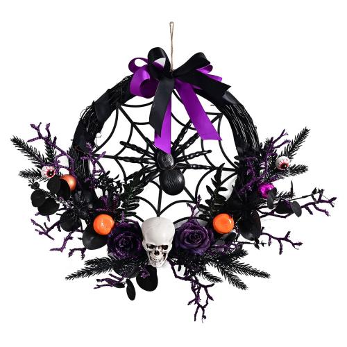 PVC Plastic Halloween Decoration Door Hanger, with Cloth & Wood, Halloween Design 