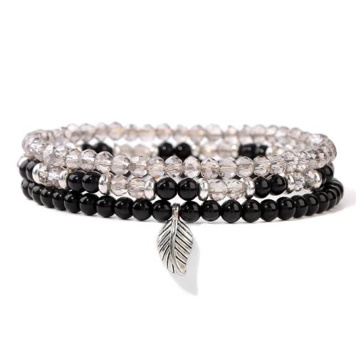 Zinc Alloy Crystal Bracelets, with Crystal, handmade, three pieces & Unisex [