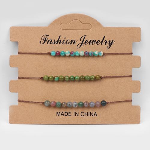 Gemstone Bracelets, Polyester Cord, with Gemstone, three pieces & for woman Approx 16 cm 