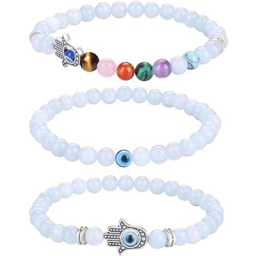 Gemstone Bracelets, Zinc Alloy, with Gemstone, handmade, three pieces & Unisex Approx 6-19 cm 