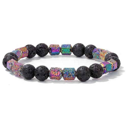 Gemstone Bracelets, Lava, with Gemstone, colorful plated & Unisex 