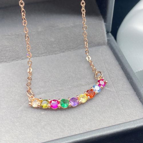 Rhinestone Brass Necklace, with 5cm extender chain, fashion jewelry & for woman & with rhinestone, rose gold color Approx 40 cm 