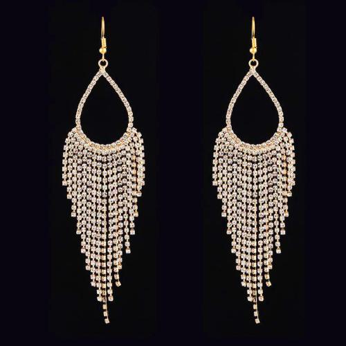 Fashion Fringe Earrings, Zinc Alloy, fashion jewelry & for woman & with rhinestone 