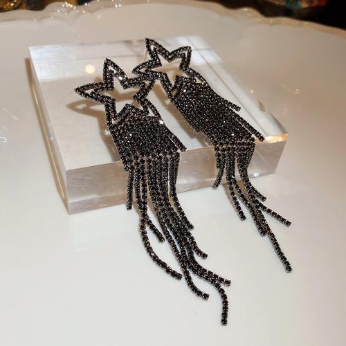 Fashion Fringe Earrings, Zinc Alloy, fashion jewelry & for woman & with rhinestone 