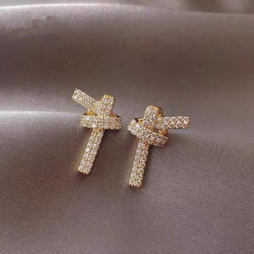 Zinc Alloy Rhinestone Stud Earring, fashion jewelry & for woman & with rhinestone [