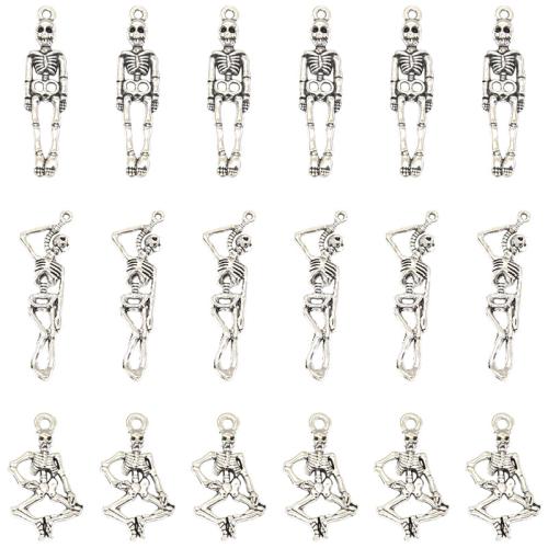 Zinc Alloy Pendant, Skeleton, antique silver color plated, Halloween Design & DIY Approx 