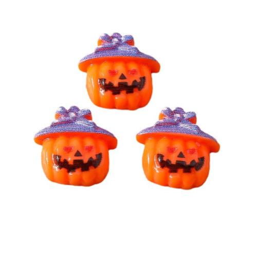 Harz Anhänger, Kürbis, Drucken, Design für Halloween & DIY, orange, 18x18mm, ca. 100PCs/Tasche, verkauft von Tasche