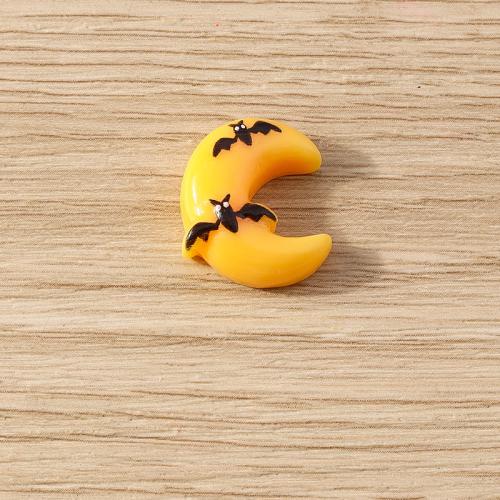 Resin Pendant, Moon, printing, Halloween Design & DIY, yellow Approx 