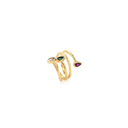 Cubic Zirconia Micro Pave Brass Finger Ring, gold color plated, micro pave cubic zirconia & for woman, inner ~20mm 