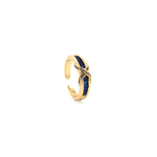 Cubic Zirconia Micro Pave Brass Finger Ring, gold color plated, micro pave cubic zirconia & for woman 