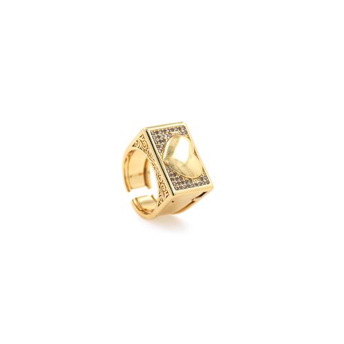 Cubic Zirconia Micro Pave Brass Finger Ring, gold color plated, micro pave cubic zirconia & for woman, inner ~20mm 