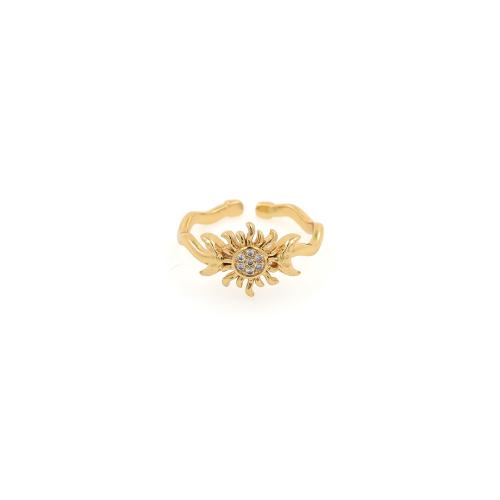 Cubic Zirconia Micro Pave Brass Finger Ring, gold color plated, micro pave cubic zirconia & for woman, inner ~20mm 