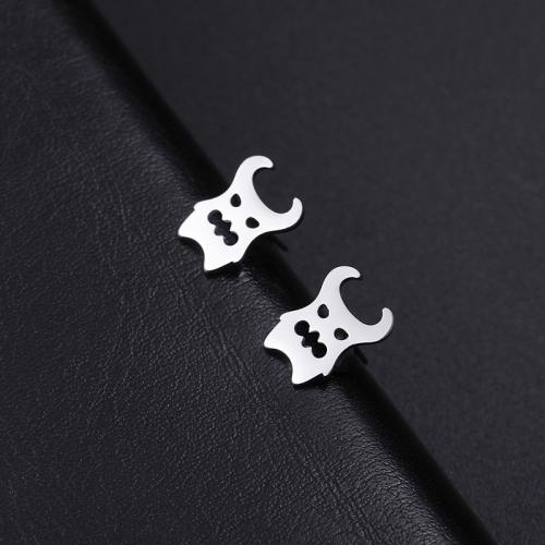 304 Stainless Steel Stud Earring, Ghost, plated, for woman 