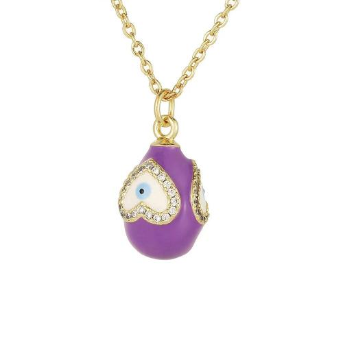 Fashion Evil Eye Pendant, Brass, plated, DIY & micro pave cubic zirconia & enamel [