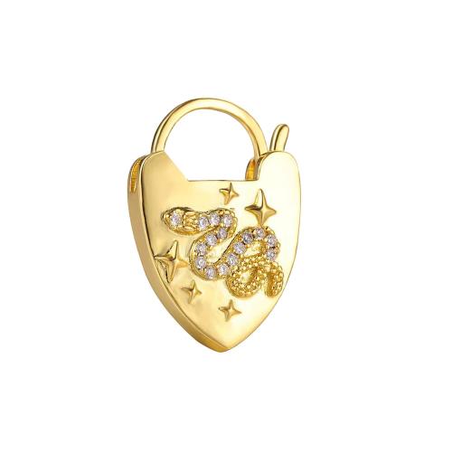 Cubic Zirconia Micro Pave Brass Pendant, plated, DIY & micro pave cubic zirconia, gold 