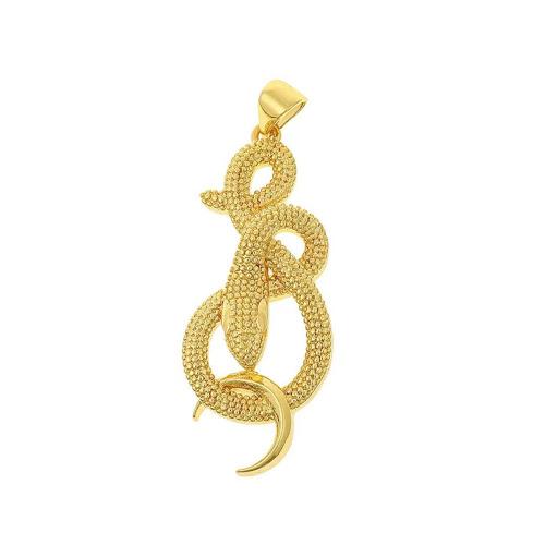 Cubic Zirconia Micro Pave Brass Pendant, Snake, plated, DIY & micro pave cubic zirconia, gold 