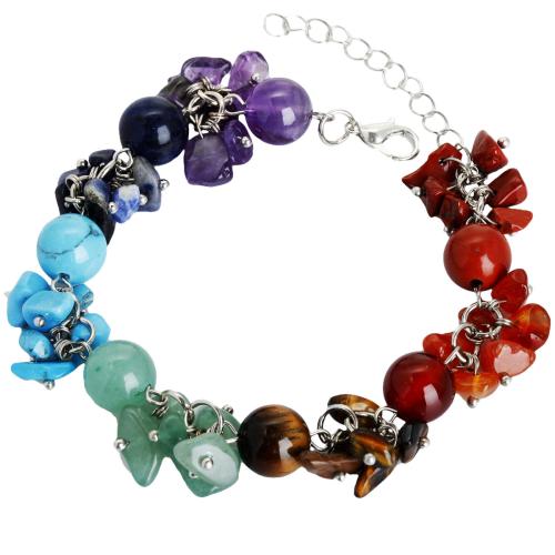 Gemstone Bracelets, Zinc Alloy, with Natural Stone, handmade, Unisex Approx 16 cm 