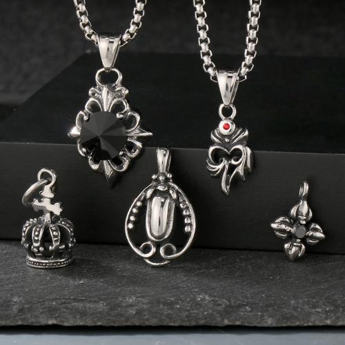 Stainless Steel Pendants, 304 Stainless Steel, Vacuum Ion Plating  & for man & with rhinestone 