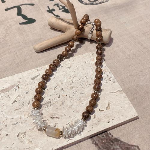 Gemstone Necklaces, Natural Stone, with 5cm extender chain, handmade, fashion jewelry & Unisex coffee color Approx 40 cm 