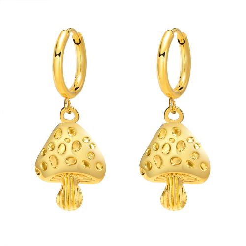 Stainless Steel Drop Earring, 304 Stainless Steel, mushroom, fashion jewelry & for woman, golden 