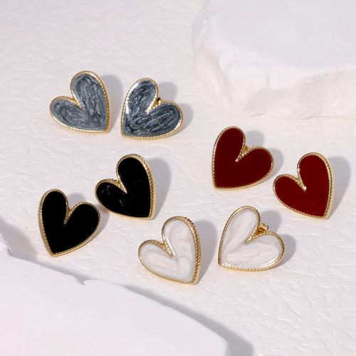 Stainless Steel Stud Earring, 304 Stainless Steel, Heart, fashion jewelry & for woman & enamel 