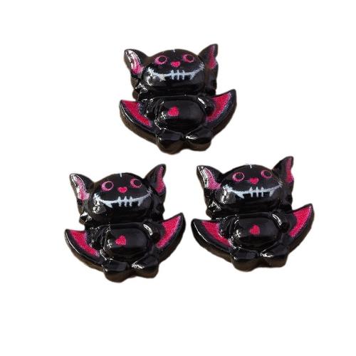 Harz Anhänger, Fledermaus, Drucken, Design für Halloween & DIY, schwarz, 17x17mm, ca. 100PCs/Tasche, verkauft von Tasche