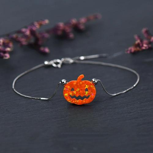 304 Stainless Steel Necklace, with Acrylic, with 5cm extender chain, Pumpkin, Halloween Jewelry Gift & for woman, 18mm Approx 45 cm 