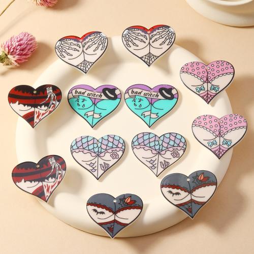 Acrylic Pendant, Heart, printing, Halloween Design & DIY Approx 