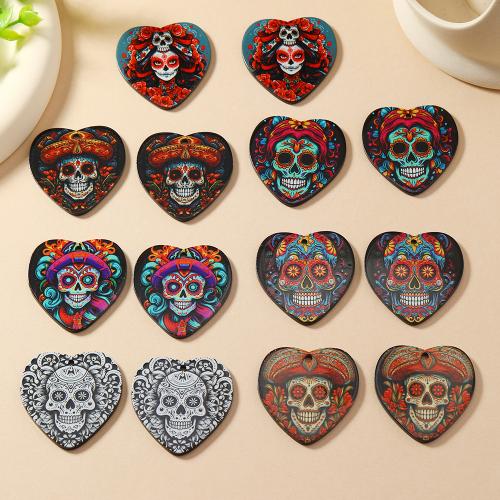 Acrylic Pendant, Heart, printing, Halloween Design & DIY Approx 