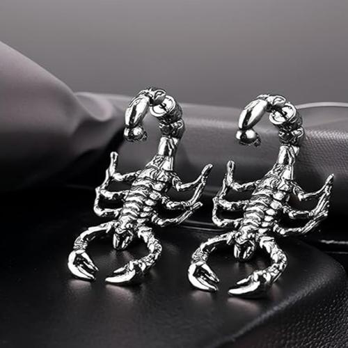 Zinc Alloy Stud Earring, Scorpion, silver color plated, Unisex & Halloween Jewelry Gift 