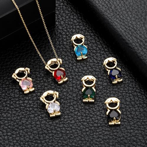 Cubic Zirconia Brass Pendants, gold color plated, DIY & micro pave cubic zirconia 