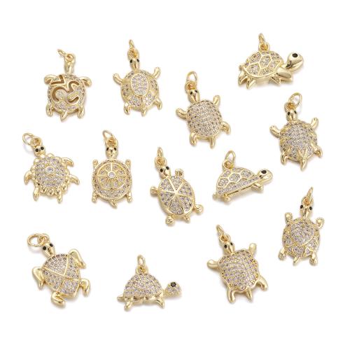 Cubic Zirconia Micro Pave Brass Pendant, Animal, gold color plated, DIY & micro pave cubic zirconia 