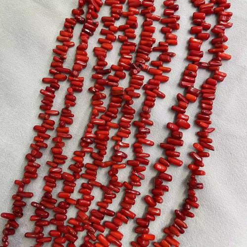 Perles en corail naturel, DIY, rouge Vendu par brin