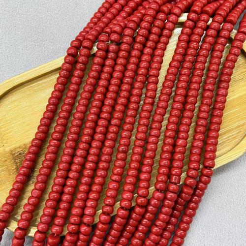 Dyed Shell Beads, Round, DIY, red 