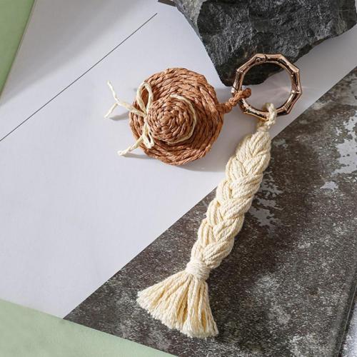 Decorative Tassel, Rafidah Grass, with Cotton Thread & Zinc Alloy, fashion jewelry, coffee color 