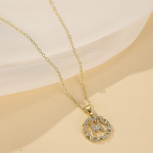 Collier en laiton cubique Zircon Micro Pave, avec 5cm chaînes de rallonge, Placage de couleur d'or, bijoux de mode & pavé de micro zircon, doré cm, Vendu par PC