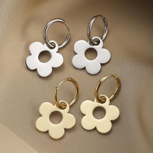 Stainless Steel Drop Earring, 304 Stainless Steel, Flower, plated, fashion jewelry 