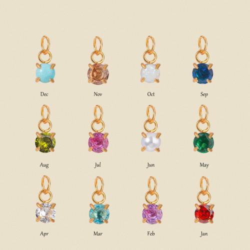 Cubic Zirconia Stainless Steel Pendant, 304 Stainless Steel, with Cubic Zirconia, gold color plated, 12 pieces & DIY, mixed colors 