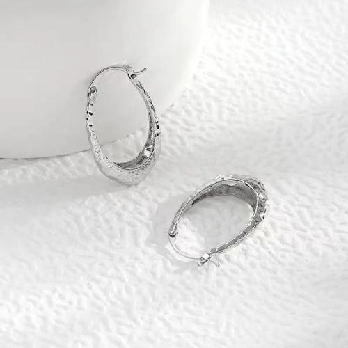 Zinc Alloy Hoop Earring, plated, for woman, silver color 