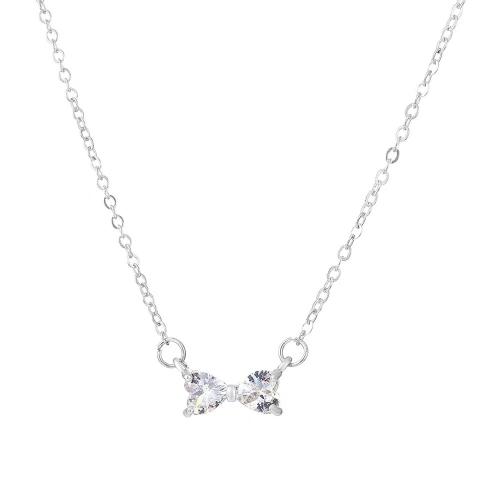 Zinc Alloy Cubic Zirconia Necklace, Bowknot, plated, micro pave cubic zirconia & for woman Approx 41-50 cm [