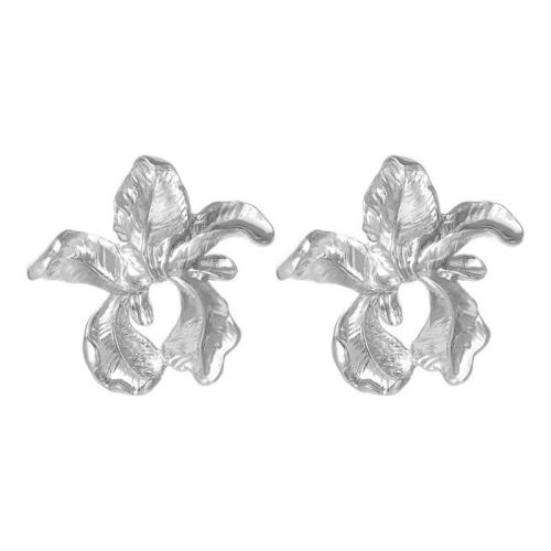 Pendientes de Perno de Aleación de Zinc, chapado, para mujer, plateado, 25x23mm, Vendido por Par