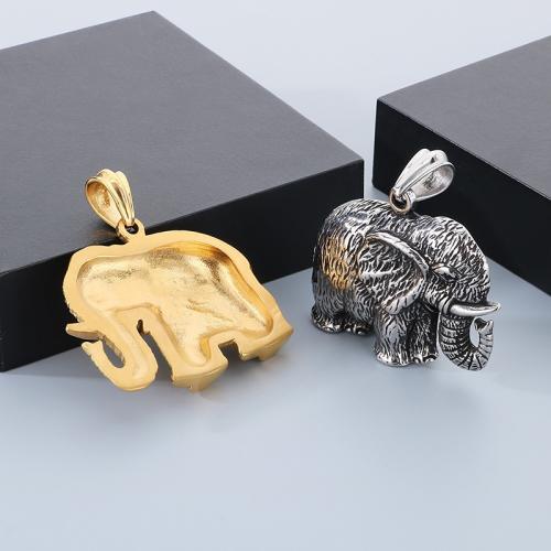 Stainless Steel Animal Pendants, 304 Stainless Steel, Elephant, Vacuum Ion Plating, for man & with rhinestone 