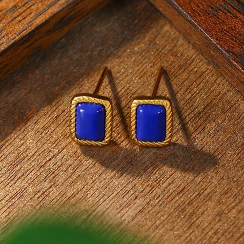 Zinc Alloy Stud Earring, with Synthetic Jade, Geometrical Pattern, gold color plated, vintage & for woman 